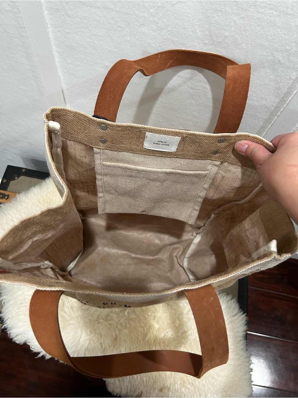 Magnolia Natural Tan Canvas Tote with Brown Leather Handles - Picture 5 of 9